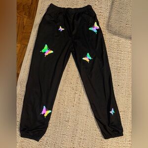 Black reflective Butterfly Print Joggers